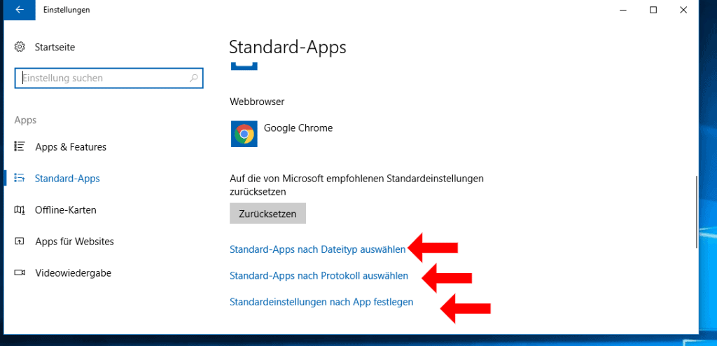 Windows 10 Standardprogramme  über Systemeinstellungen ändern
