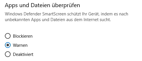 SmartScreen für Downloads deaktivieren