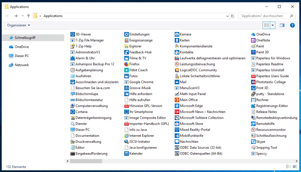 Windows Explorer alle Apps anzeigen