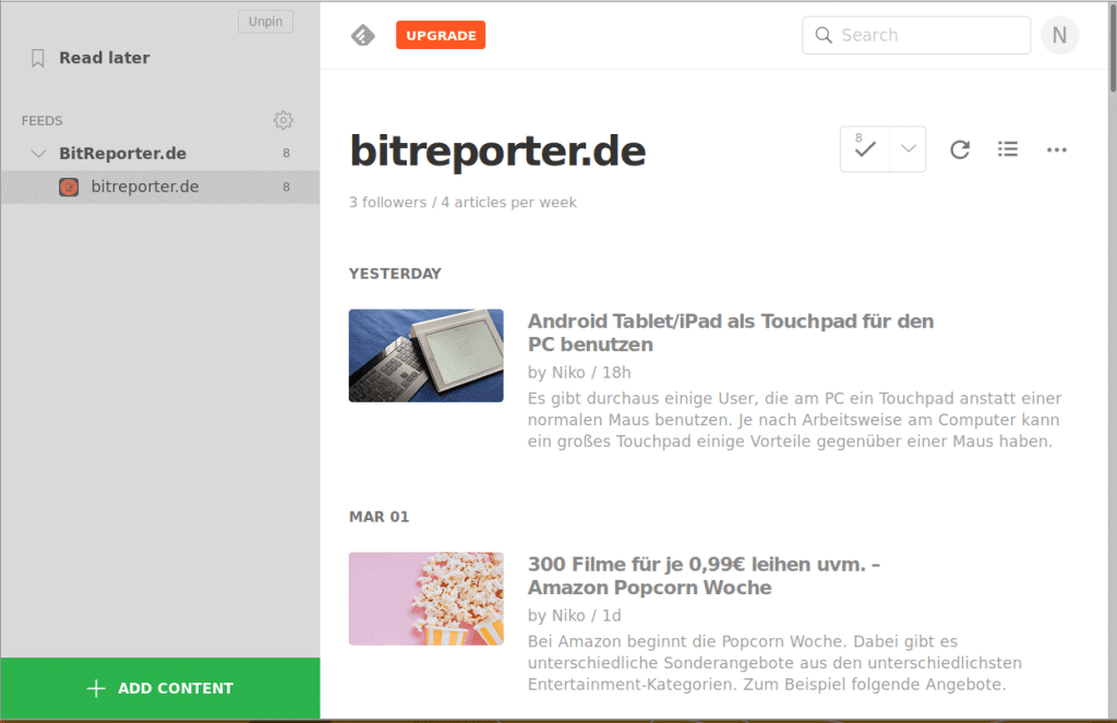 Bitreporter.de auf Feedly
