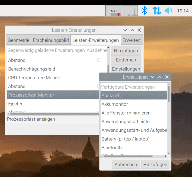 Raspbian Stretch Taskbar Panels hinzufügen