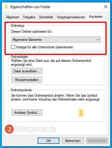 Ordnertyp unter Windows 10 ändern
