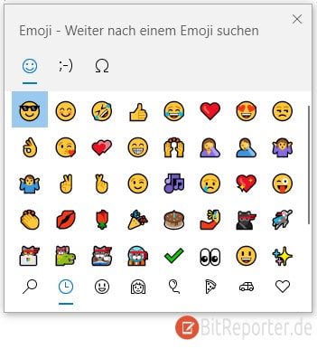 Windows 10 Emoji Fenster