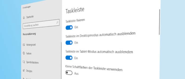 Windows 10 Taskleiste ausblenden oder verkleinern