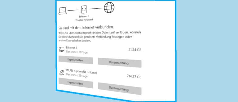 Windows 10: Übertragenes Datenvolumen anzeigen