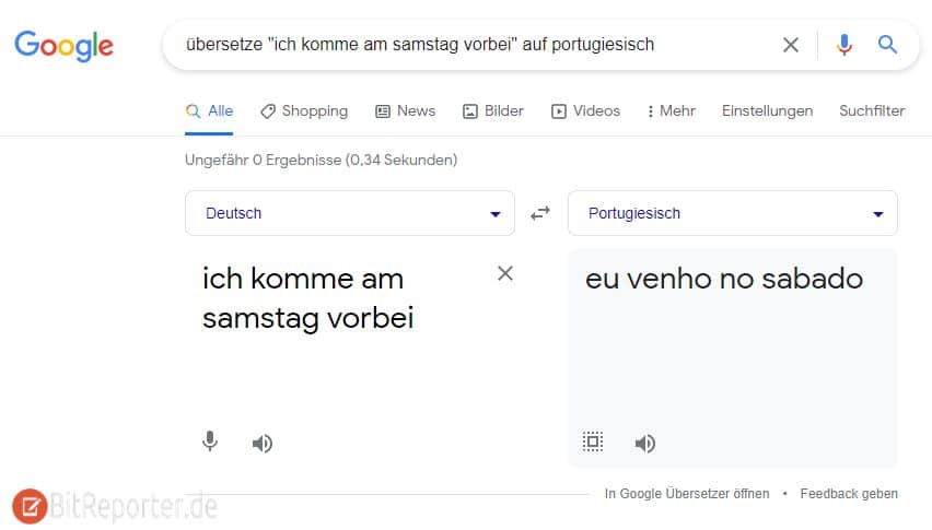 Google Suche zum Übersetzen nutzen
