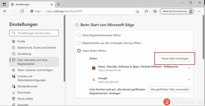 In Microsoft Edge Eigene Startseite Festlegen