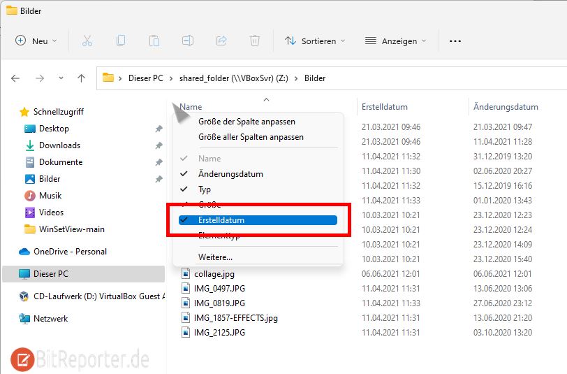 Erstelldatum im Windows Explorer anzeigen