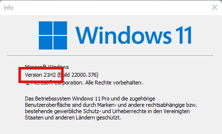 Windows 11 Version anzeigen