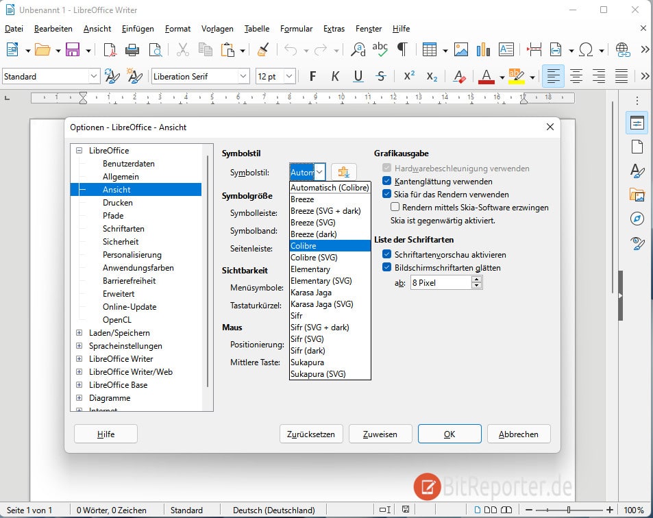 Icons in LibreOffice ändern