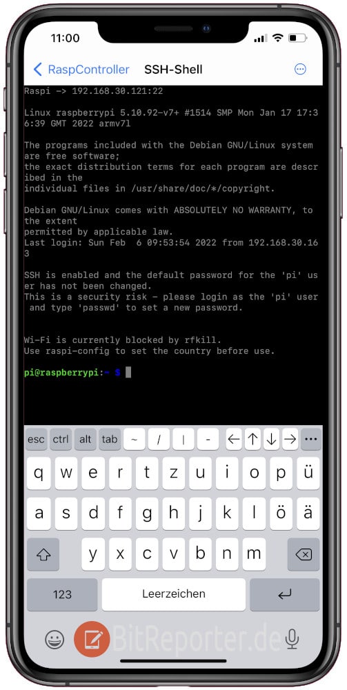 Raspberry Pi SSH Shell auf dem Handy
