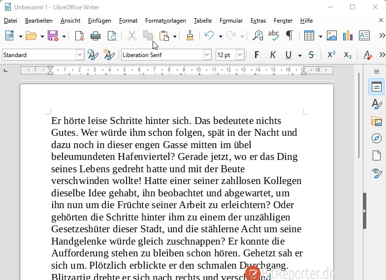 Mit Libre Office Writer erzeugter Blindtext Ergebnis