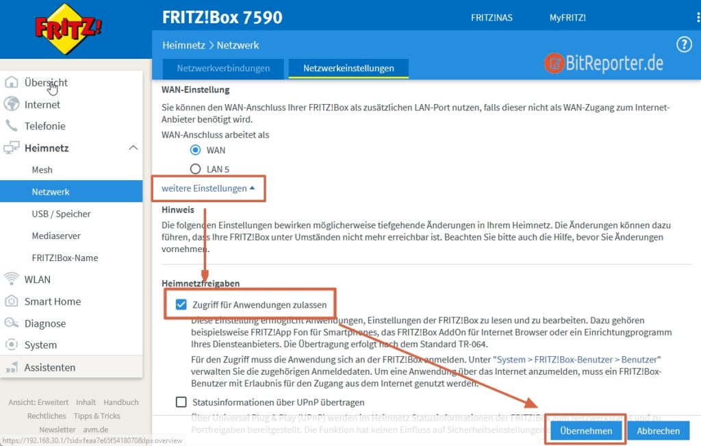Zugriff für MyFritz! App in der Fritzbox aktivieren, wenn Verbindung nicht funktioniert.