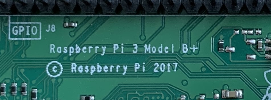 Raspberry Pi Modell Aufdruck auf Platine