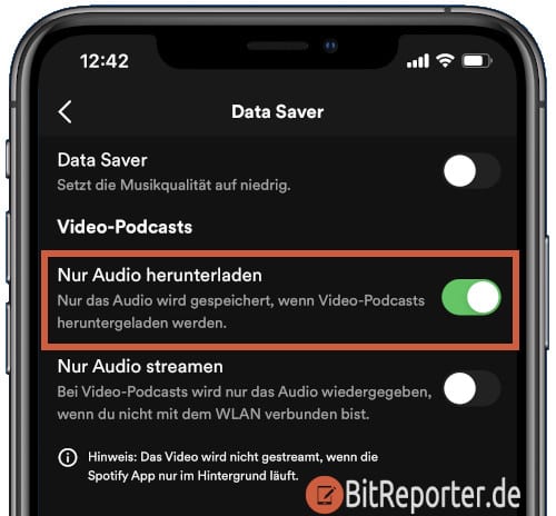 Spotify Video Podcast nur Audio herunterladen