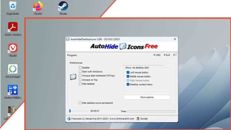Windows Desktop-Icons bei Inaktivität ausblenden